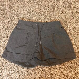 MPG Womens Gray High Waisted Drawstring Cuffed Casual Shorts - Comfortable